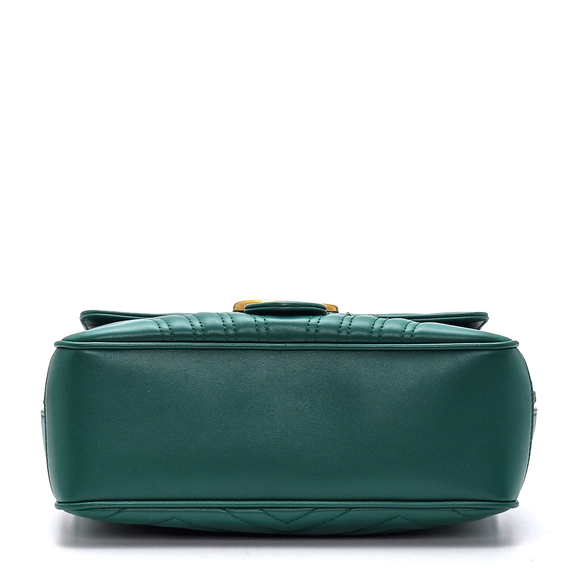 Gucci - Green Calfskin Leather Matelasse Marmont Sylvie Web Crossbody Bag